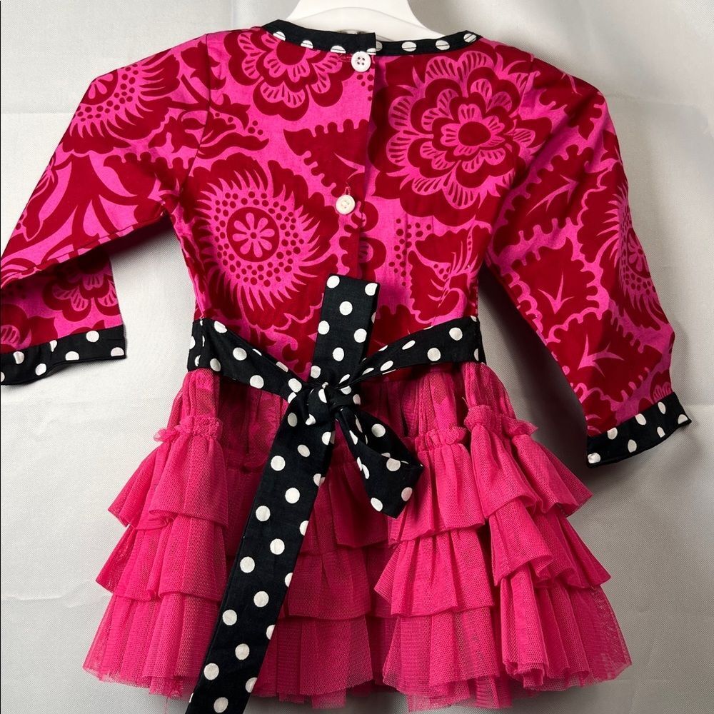 Ann Loren fuchsia and black ruffle skirt long sleeve dress size 12-18 months NWT - Picture 6 of 14